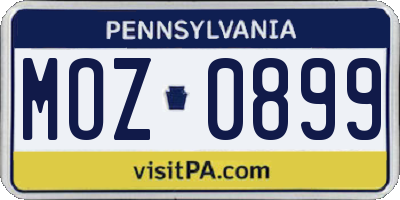 PA license plate MOZ0899