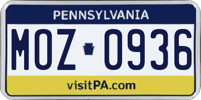 PA license plate MOZ0936