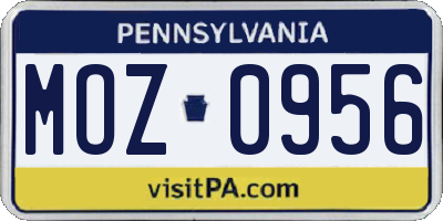 PA license plate MOZ0956