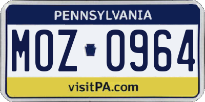 PA license plate MOZ0964
