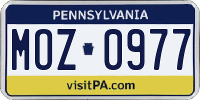 PA license plate MOZ0977