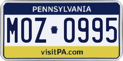 PA license plate MOZ0995