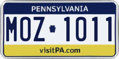 PA license plate MOZ1011
