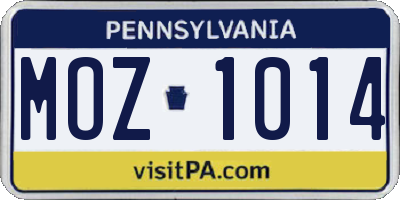 PA license plate MOZ1014