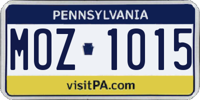 PA license plate MOZ1015