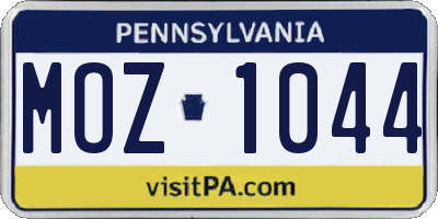 PA license plate MOZ1044