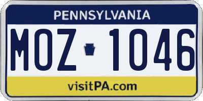 PA license plate MOZ1046