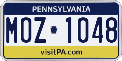 PA license plate MOZ1048