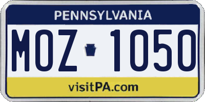 PA license plate MOZ1050