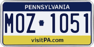 PA license plate MOZ1051