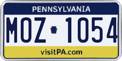 PA license plate MOZ1054