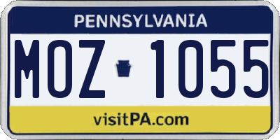 PA license plate MOZ1055