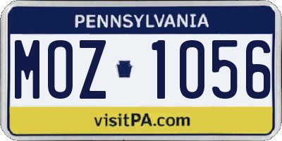 PA license plate MOZ1056