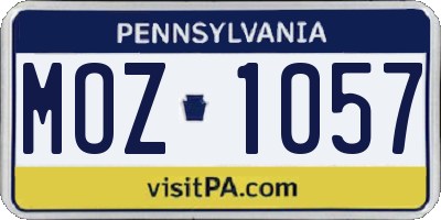PA license plate MOZ1057