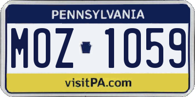 PA license plate MOZ1059