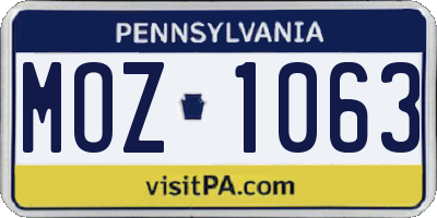 PA license plate MOZ1063
