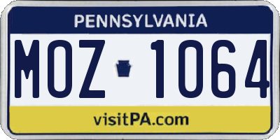 PA license plate MOZ1064