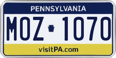 PA license plate MOZ1070