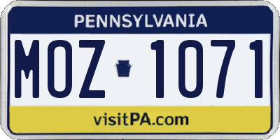 PA license plate MOZ1071