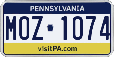 PA license plate MOZ1074