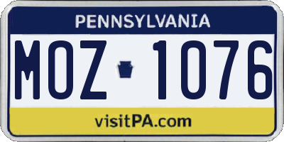 PA license plate MOZ1076