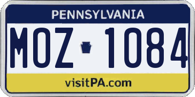 PA license plate MOZ1084