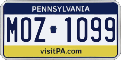 PA license plate MOZ1099