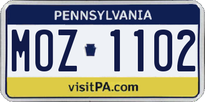 PA license plate MOZ1102