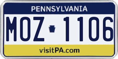 PA license plate MOZ1106