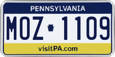 PA license plate MOZ1109