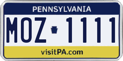 PA license plate MOZ1111