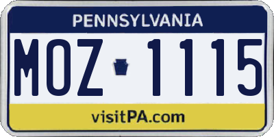 PA license plate MOZ1115