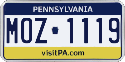 PA license plate MOZ1119