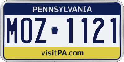 PA license plate MOZ1121