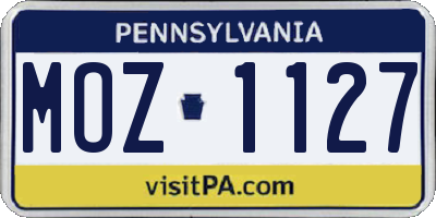 PA license plate MOZ1127