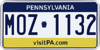 PA license plate MOZ1132