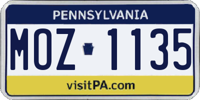PA license plate MOZ1135