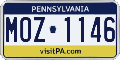 PA license plate MOZ1146