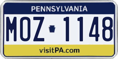 PA license plate MOZ1148