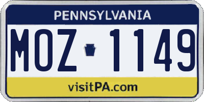 PA license plate MOZ1149