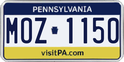 PA license plate MOZ1150