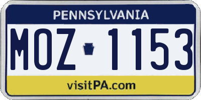 PA license plate MOZ1153