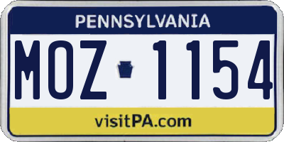 PA license plate MOZ1154