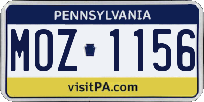 PA license plate MOZ1156