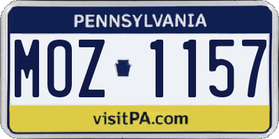 PA license plate MOZ1157