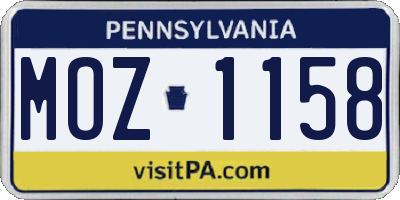PA license plate MOZ1158