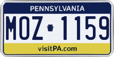 PA license plate MOZ1159