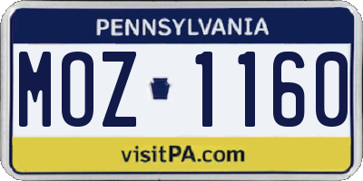 PA license plate MOZ1160