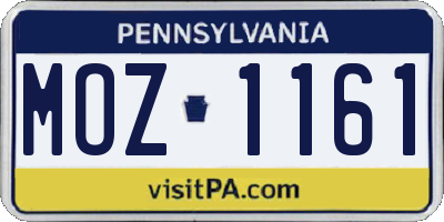 PA license plate MOZ1161