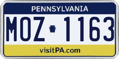PA license plate MOZ1163